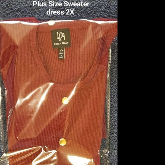 DEREK HEART PLUS SIZE Maroon Ribbed LongSleeve Sweater dress Size 2X - Picture 15 of 15